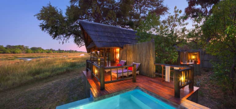 The secluded romantic honeymoon suite at Khwai River Lodge