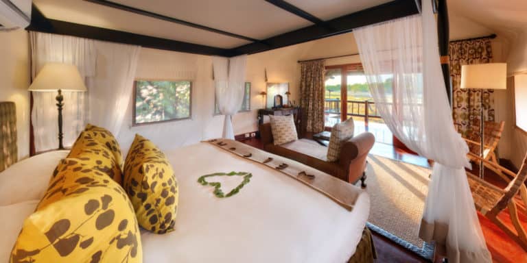 Khwai River Lodge has generous opulent tented rooms