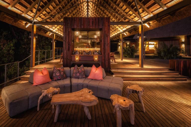 Chitabe Camp's inviting guest lounge area