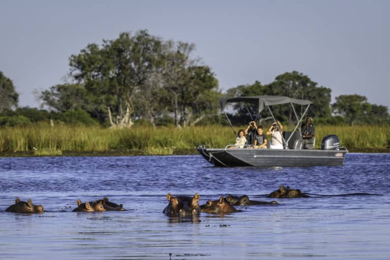 Boat activities are offered to guests at Little Vumbura