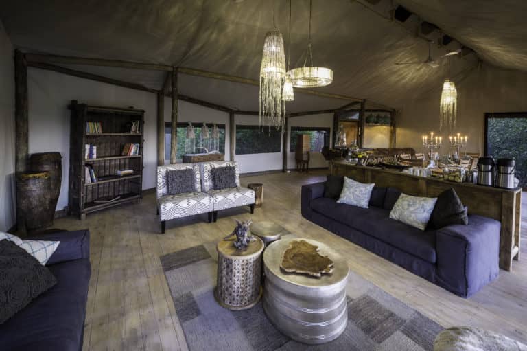 Little Tubu camp's elegant lounge decor