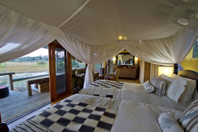 Tents at Little Vumbura have private deck areas with amazing views