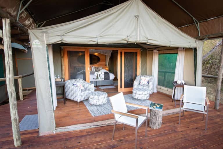 Guest tent exterior at Mma Dinare Camp