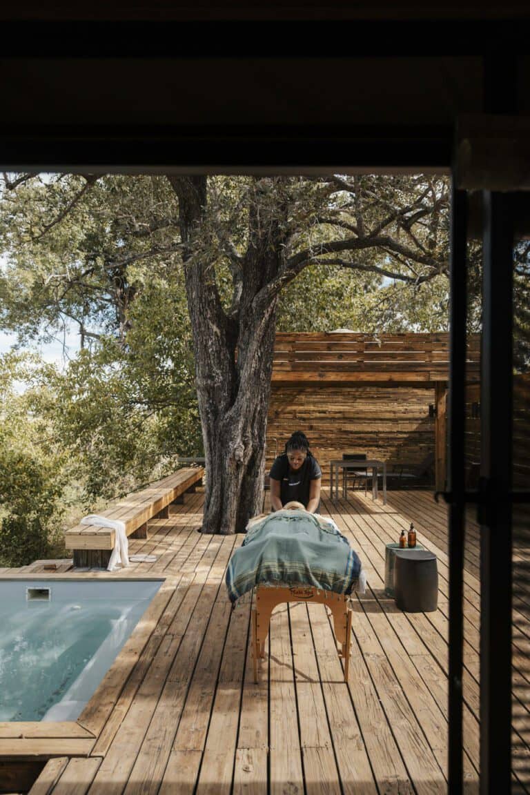 Enjoy a massage on your private desk during your stay at Vumbura Plains