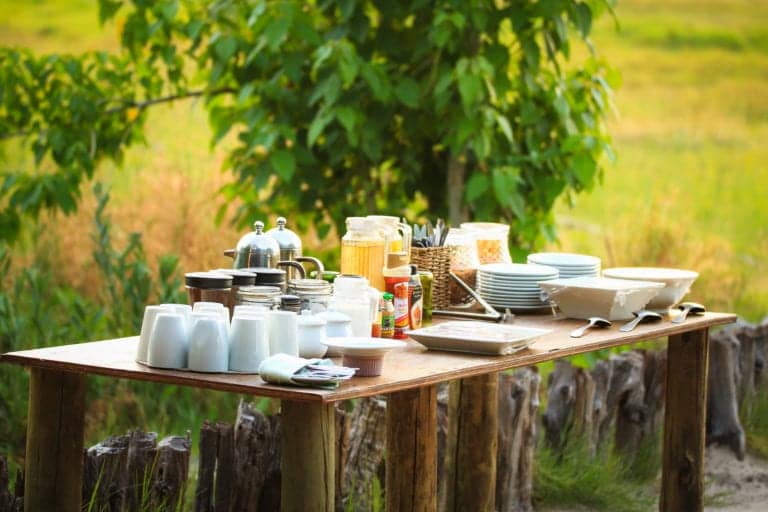 Simple and beautiful breakfast set up at Sango Camp