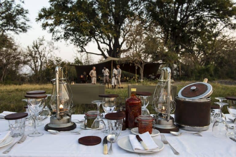 Okavango Mobile Expeditions dinner set up