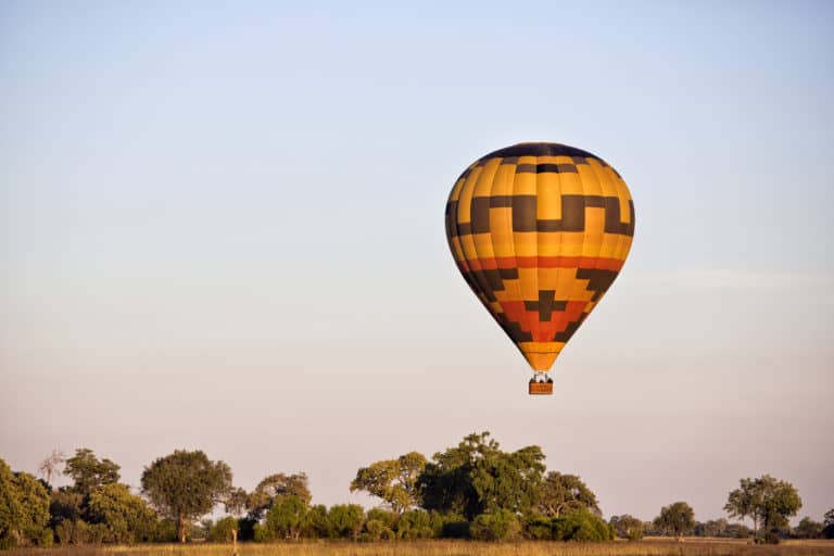 Okavango Mobile Expeditions balloon at sunrise