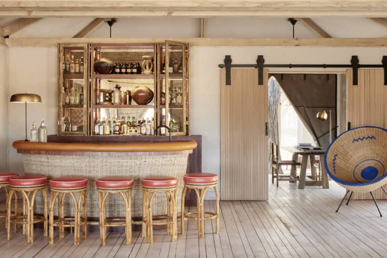 Savute Elephant Lodge's stylish bar area