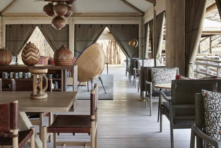 Savute Elephant Lodge's decor has a strong African influence