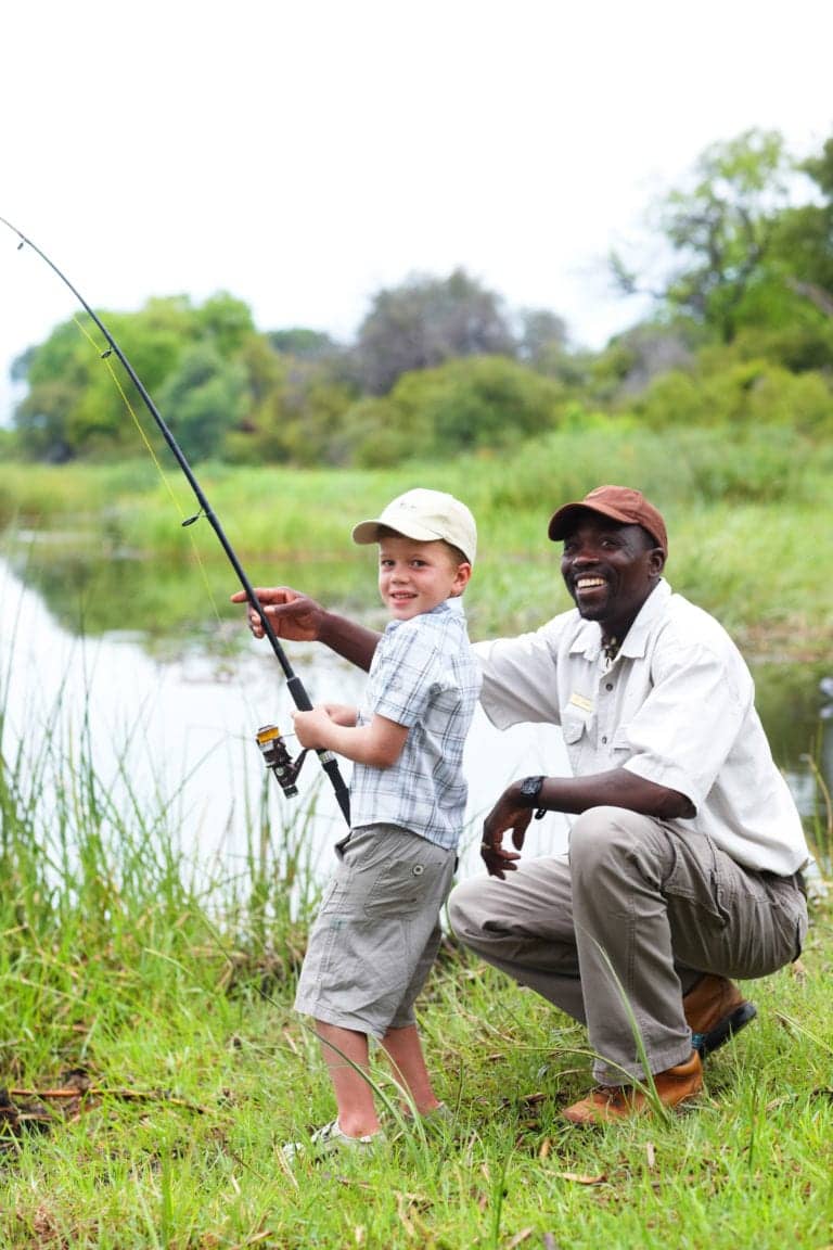 Hands on fishing activities are available for older children at Kings Camp