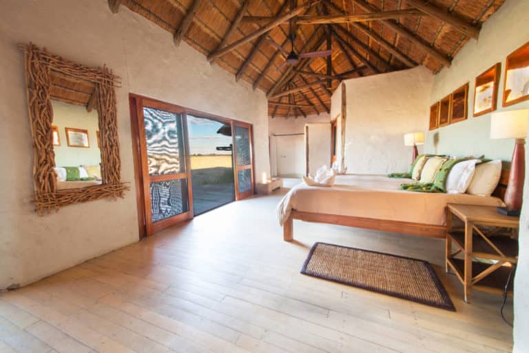 Nxai Pan Camp's guest rooms offer wonderful waterhole views