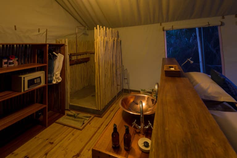 En suite bathrooms at Pelo Camp offer guests luxury amenities