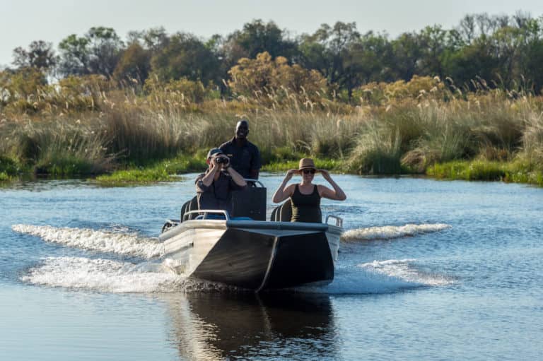 Seasonal boating excursions from Qorokwe explore the water channels