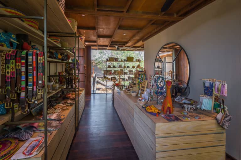 A vast array of items are on display at Qorokwe's curio shop