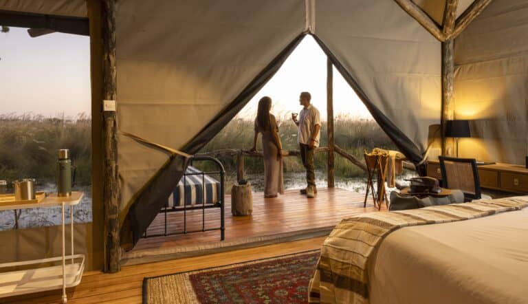 The guest tents at Shinde Footsteps offer great views of the Okavango Delta