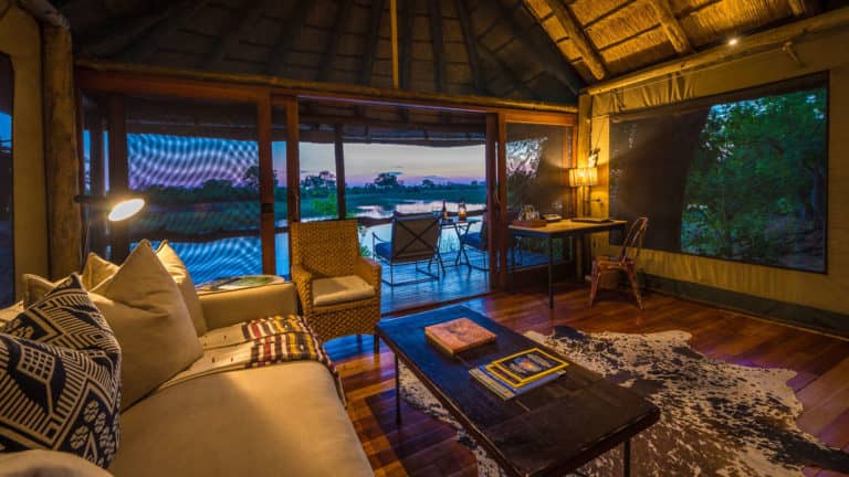 Savuti Camps' guest tents are decorated with traditional African accents