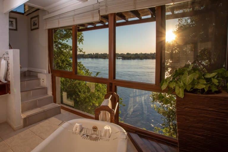 Bathroom with a view at The River Club