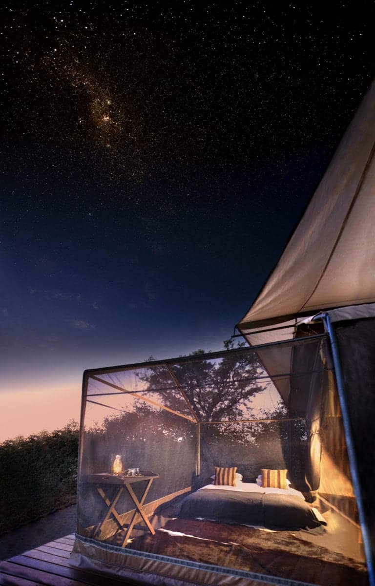 Linyanti Expeditions stargazing gazebo in guest tent