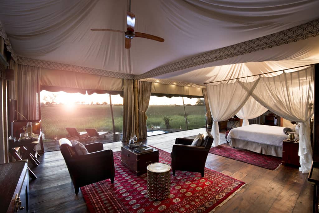 The rooms in the Duba Plains suite have air-conditioning over the beds