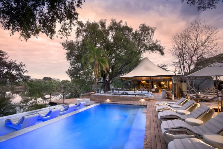 Thorntree River Lodge's exquisite swimming pool deck and sun loungers