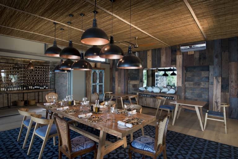 The stylish indoor dining area at Thorntree River Lodge
