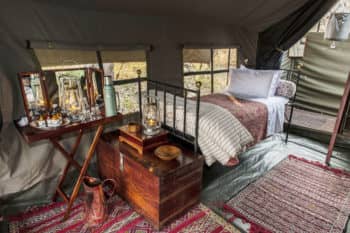 A luxurious tent on a Botswana mobile safari