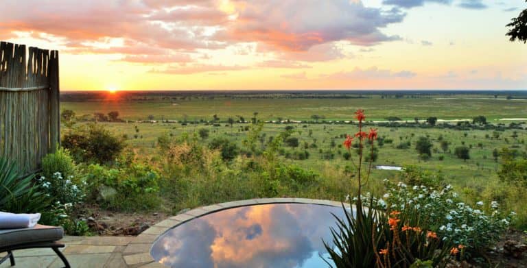 Panoramic vista from a plunge pool at Ngoma Safari Lodge