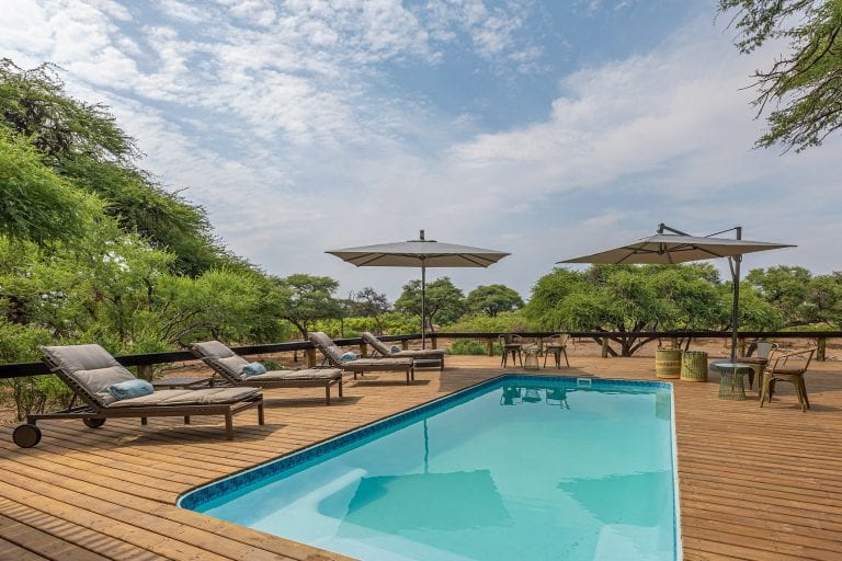 The swimming pool at Mogotlho Safari Lodge is a perfect place to relax between activities