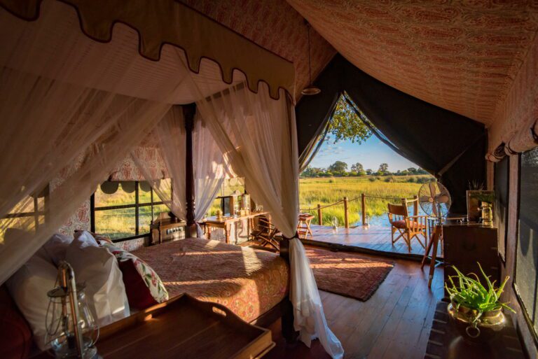 Looking out at the Okavango from the guest tent at Duke's Camp