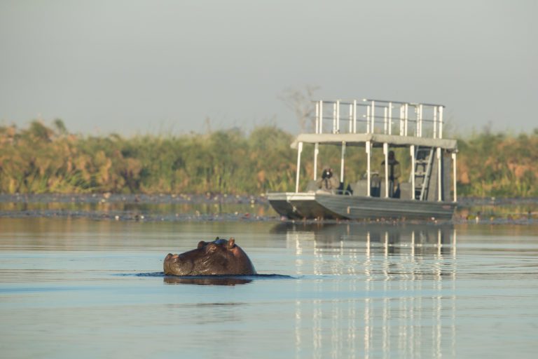 The deep waters around Kala Camp are ideal for boating safaris