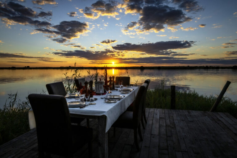 Sunset dinner at Chobe River Lodge